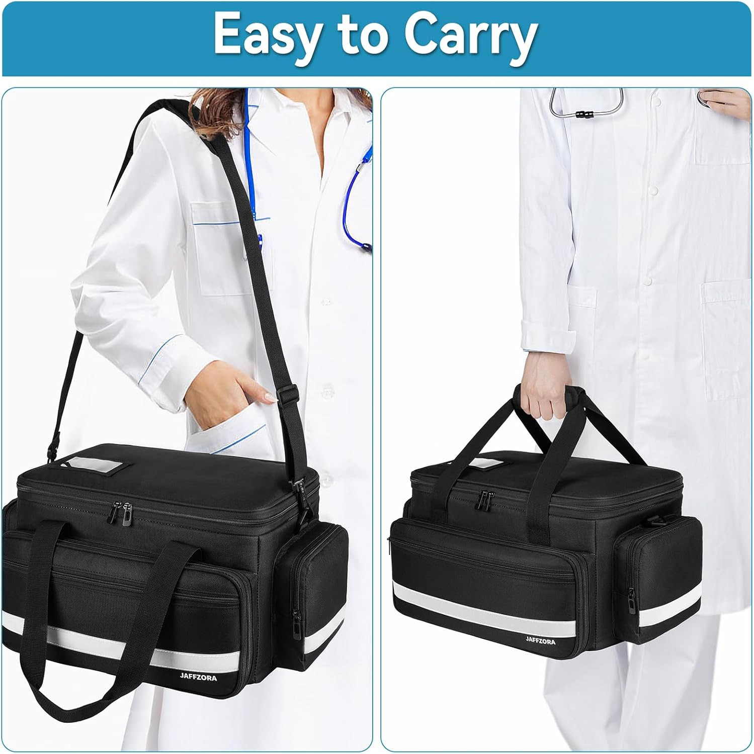 Medical Bag, Medical Equipment Case Empty, Large Home Health Nurse Bag with Shou