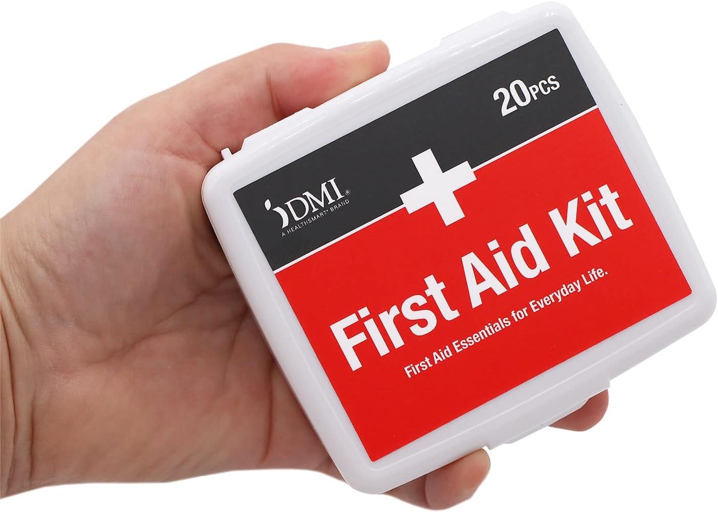 DMI First Aid Kit Mini 20 Piece Compact Portable Water Resistant Case White