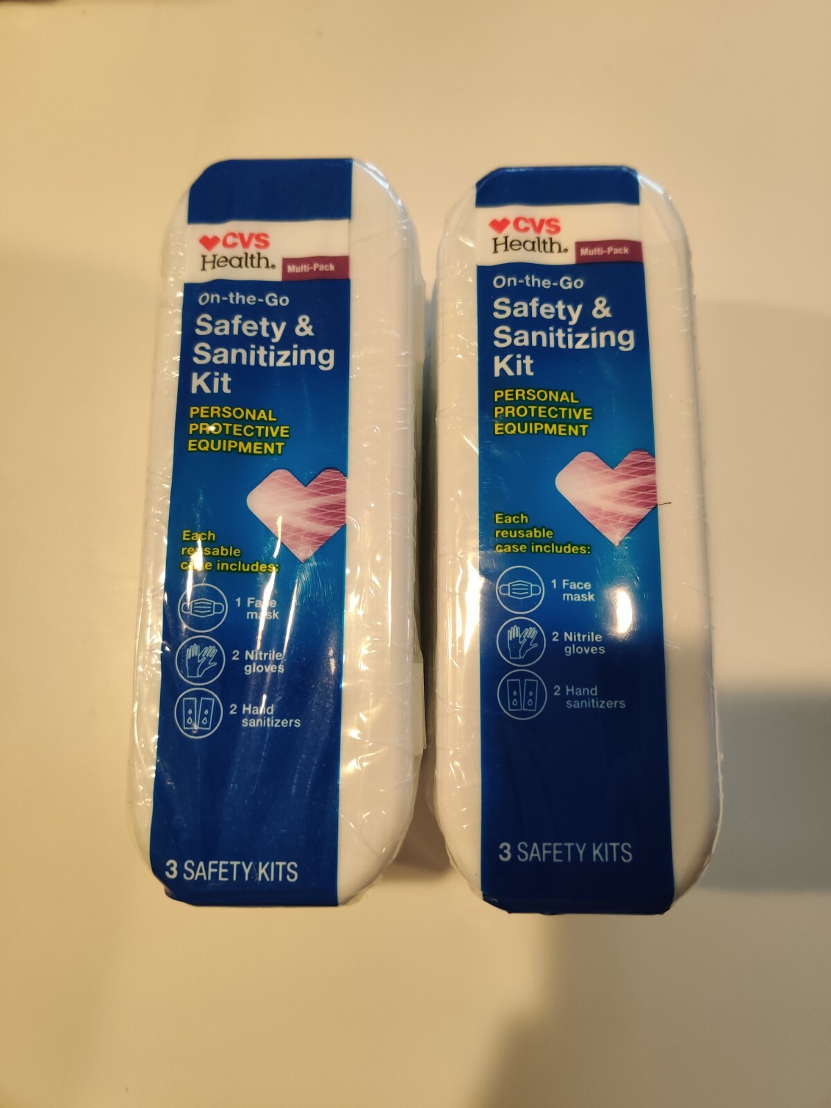 Lot of 2 New sealed ! CVS Health On-The-Go Safety & Sanitizing Kit, 3 CT