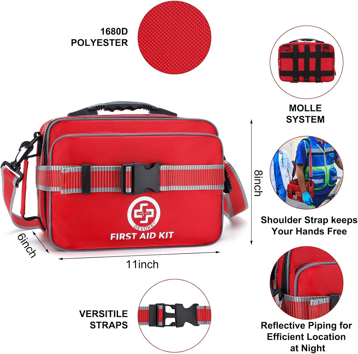 Reflective 500-Piece First Aid Kit – Organized & Refillable for Safety On-the-Go
