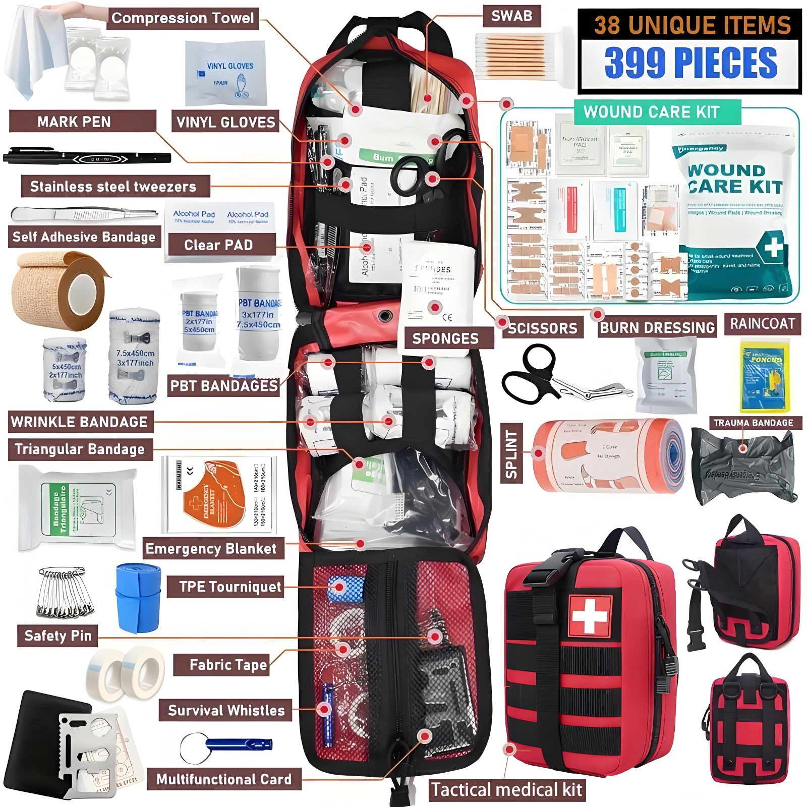 Military Tactical IFAK Trauma Bag First Aid Kit Survival Emergency Camping Medic