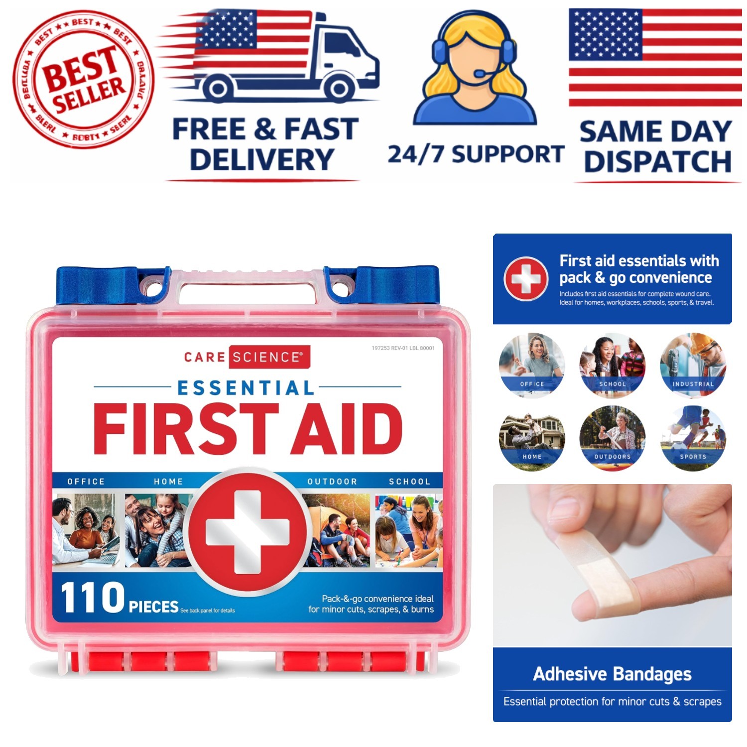 Comprehensive First Aid Kit – 110 Essential Pieces for Safety at Home & Outdoors